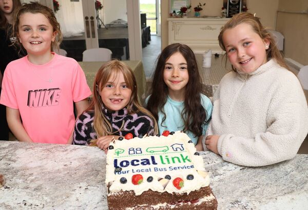 Grainne, Zara, Alice and Lexi, members of the local community who celebrated the new 358 TFI Local Link bus route as it stopped off at one of its new stops at Carbally Community Centre. Photo: Joe Evans Grainne, Zara, Alice and Lexi, members of the local community who celebrated the new 358 TFI Local Link bus route as it stopped off at one of its new stops at Carbally Community Centre. Photo: Joe Evans