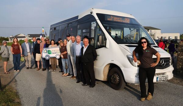 Bus Driver, Carla Cabaco with members of the local community celebrate the 358 TFI Local Link bus route as it stopped off at one of its new stops at Carbally Community Centre. Photo: Joe Evans Bus Driver, Carla Cabaco with members of the local community celebrate the 358 TFI Local Link bus route as it stopped off at one of its new stops at Carbally Community Centre. Photo: Joe Evans