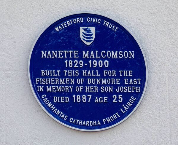 The historic Blue Plaque honouring Nanette Malcomson (1829-1900). Photo: John Power The historic Blue Plaque honouring Nanette Malcomson (1829-1900). Photo: John Power