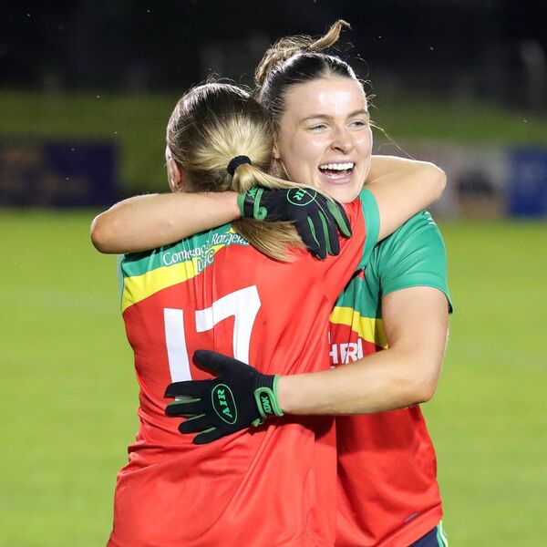 Keely Corbett Barry and Kate Hahessy celebrate at the final whistle. Keely Corbett Barry and Kate Hahessy celebrate at the final whistle.