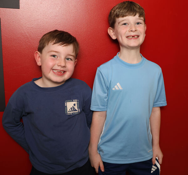 Hunter and Reuben, at the Theatre Royal for the Brothers of Charity production of Mamma Mia. Photo: Joe Evans Hunter and Reuben, at the Theatre Royal for the Brothers of Charity production of Mamma Mia. Photo: Joe Evans