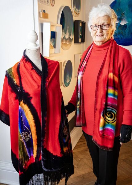 Mauney Doyle, pictured with her silk scarves, at the Christmas Craft Fare at Garter Lane. Photo: Joe Evans Mauney Doyle, pictured with her silk scarves, at the Christmas Craft Fare at Garter Lane. Photo: Joe Evans