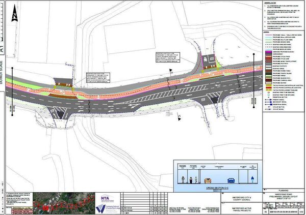 A screenshot shows the proposed two-way cycle lane proposed on the Inner Ring Road. A screenshot shows the proposed two-way cycle lane proposed on the Inner Ring Road.