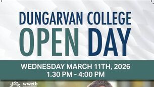 <p>Dungarvan College open day will take place on March 11.</p> <p>Dungarvan College open day will take place on March 11.</p>
