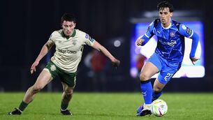 <p>Waterford FC's Dean McMenamy in possession against St. Patrick's Athletic during their clash at the RSC. Photo: Ken Sutton</p> <p>Waterford FC's Dean McMenamy in possession against St. Patrick's Athletic during their clash at the RSC. Photo: Ken Sutton</p>