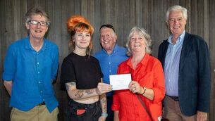 <p>Pictured is Natasha Everitt receiving her Bursary from Pauline Kennedy, O'Regan.(Ted & Mary's Daughter). Natasha's award assisted with the cost of participating in a month-long contemporary dance, physical theatre and performance art course with Orian Theatre in Paris. Included are Ollie Breslin, Bertie Rogers, Chair and Philip O'Regan. Photo: John Power</p> <p>Pictured is Natasha Everitt receiving her Bursary from Pauline Kennedy, O'Regan.(Ted & Mary's Daughter). Natasha's award assisted with the cost of participating in a month-long contemporary dance, physical theatre and performance art course with Orian Theatre in Paris. Included are Ollie Breslin, Bertie Rogers, Chair and Philip O'Regan. Photo: John Power</p>