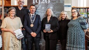 <p>L-R Zoe Reid, National Archives; Fin Dwyer, Irish History Podcast; Cllr Liam Brazil, Mayor of Waterford City and County; Mary Conway, Waterford City and County Librarian; Lorraine Boyle, Local Studies Librarian; Joanne Rothwell, Waterford City and County Archivist. Photo: DGM Photographic</p> <p>L-R Zoe Reid, National Archives; Fin Dwyer, Irish History Podcast; Cllr Liam Brazil, Mayor of Waterford City and County; Mary Conway, Waterford City and County Librarian; Lorraine Boyle, Local Studies Librarian; Joanne Rothwell, Waterford City and County Archivist. Photo: DGM Photographic</p>
