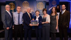 <p>Family members of the late referee Willie Walsh, Waterford, who refereed a total of nine All-Ireland Finals, including seven hurling and two football, grandson Seán Walsh, second from left, daughter Ita Power, fourth from left, granddaughter Máiréad Bourke, fifth from left, granddaughter Ursula Kenny, sixth from left, and great-grandson Neil Bourke, far right, accept the Hall of Fame Referee Presentation from Uachtarán Aogán Ó Fearghail, third from left, and Seán Walsh, far left, Chairman of National Referee Development Committee, at the GAA National Referees' Awards Banquet 2016 at Croke Park in Dublin. Photo: Sportsfile/Cody Glenn</p> <p>Family members of the late referee Willie Walsh, Waterford, who refereed a total of nine All-Ireland Finals, including seven hurling and two football, grandson Seán Walsh, second from left, daughter Ita Power, fourth from left, granddaughter Máiréad Bourke, fifth from left, granddaughter Ursula Kenny, sixth from left, and great-grandson Neil Bourke, far right, accept the Hall of Fame Referee Presentation from Uachtarán Aogán Ó Fearghail, third from left, and Seán Walsh, far left, Chairman of National Referee Development Committee, at the GAA National Referees' Awards Banquet 2016 at Croke Park in Dublin. Photo: Sportsfile/Cody Glenn</p>