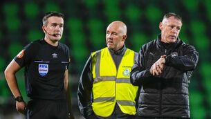 <p>Waterford FC manager Graham Coughlan remonstrates with referee Aaron O’Dowd at the final whistle against Shamrock Rovers. Photo: INPHO/James Lawlor</p> <p>Waterford FC manager Graham Coughlan remonstrates with referee Aaron O’Dowd at the final whistle against Shamrock Rovers. Photo: INPHO/James Lawlor</p>
